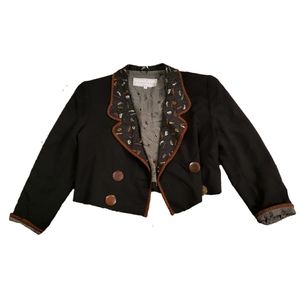 Platinum Petites Vintage Music Short Black Blazer